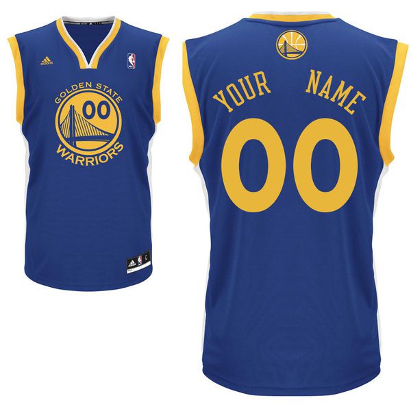 Men Adidas Golden State Warriors Custom Replica Road Blue NBA Jersey